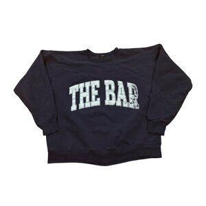 The Bar Sweatshirt Womens Large Navy Blue Outdoor Sweater Oversized Faded